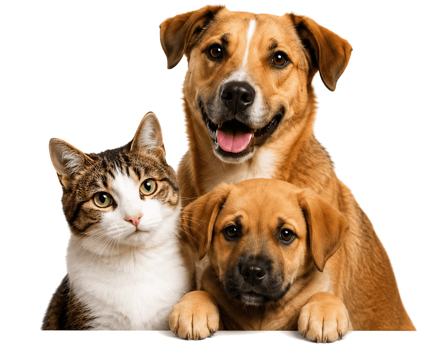 Rescued dog and cat at SPCA Melaka animal shelter
